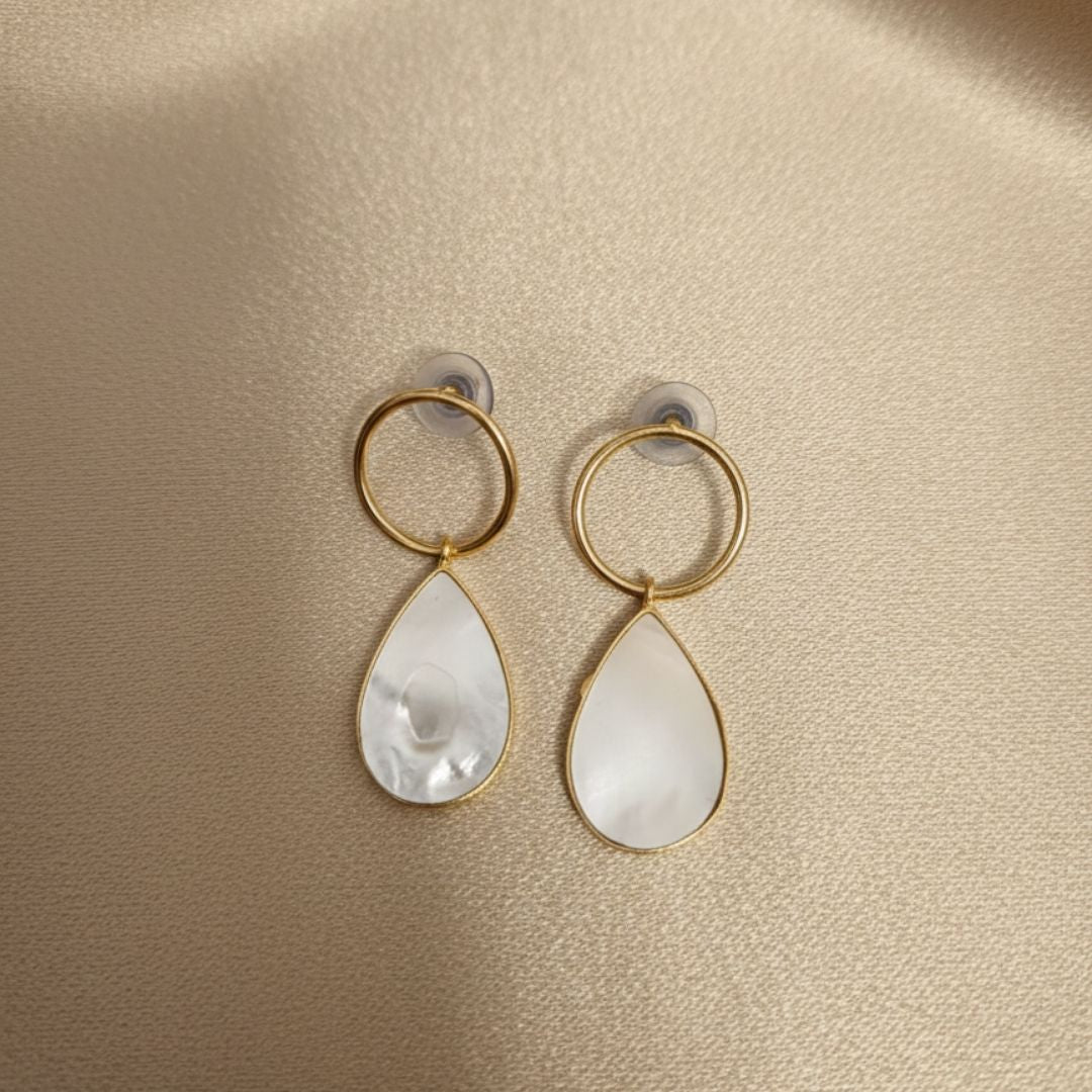 Teardrop MOP Dangle Earrings – Premium Brass