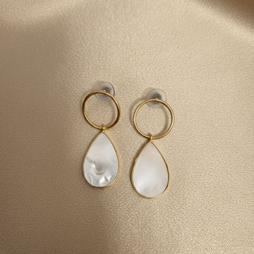 Teardrop MOP Dangle Earrings – Premium Brass