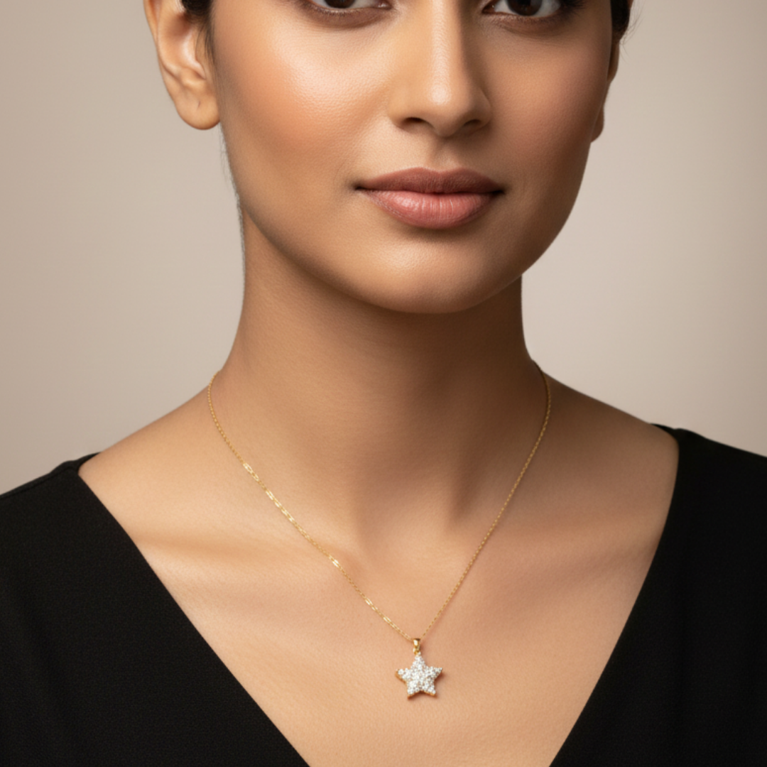 Gold Fish Star Pendant Necklace