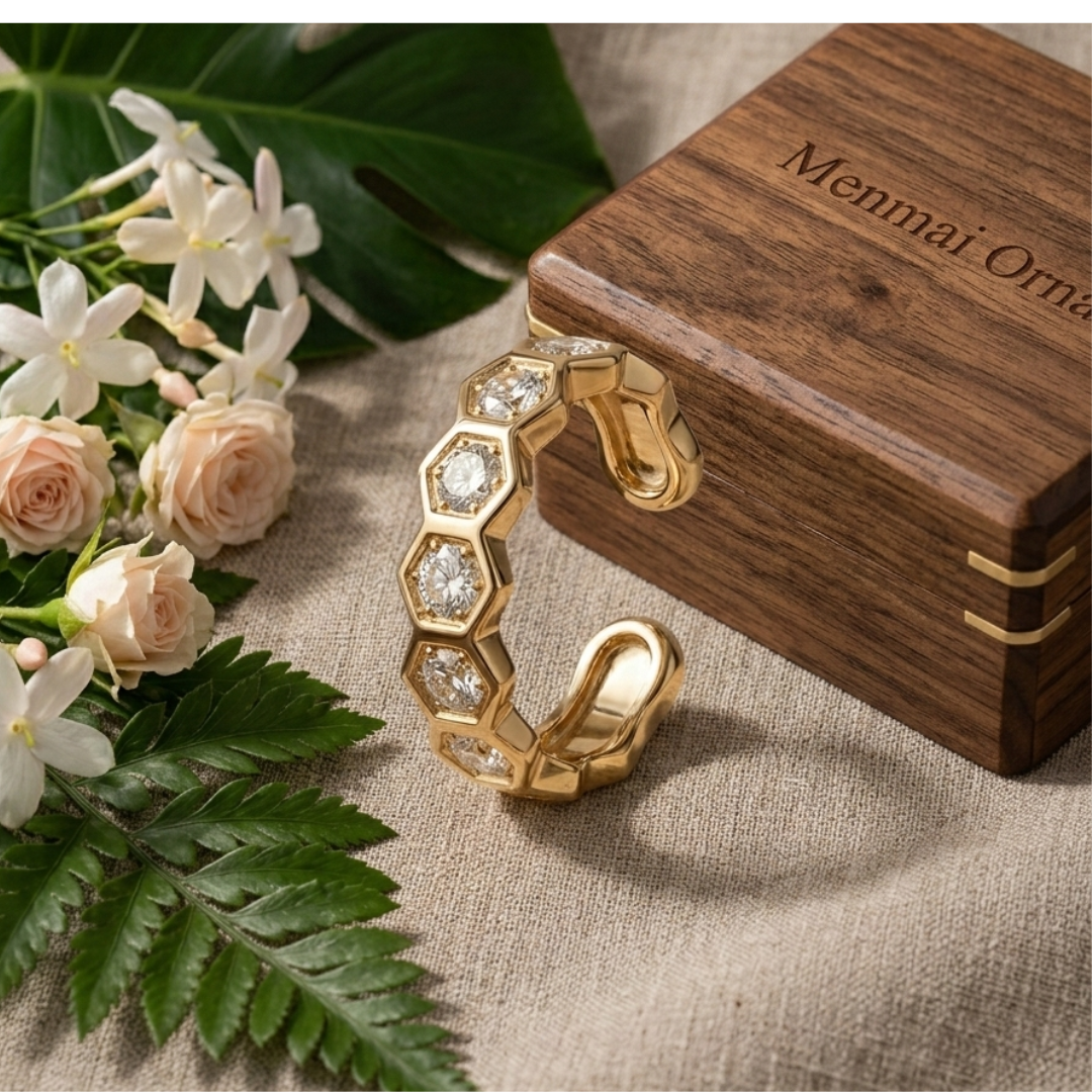 Minimal Gold Crystal Ear Cuff – One Ear