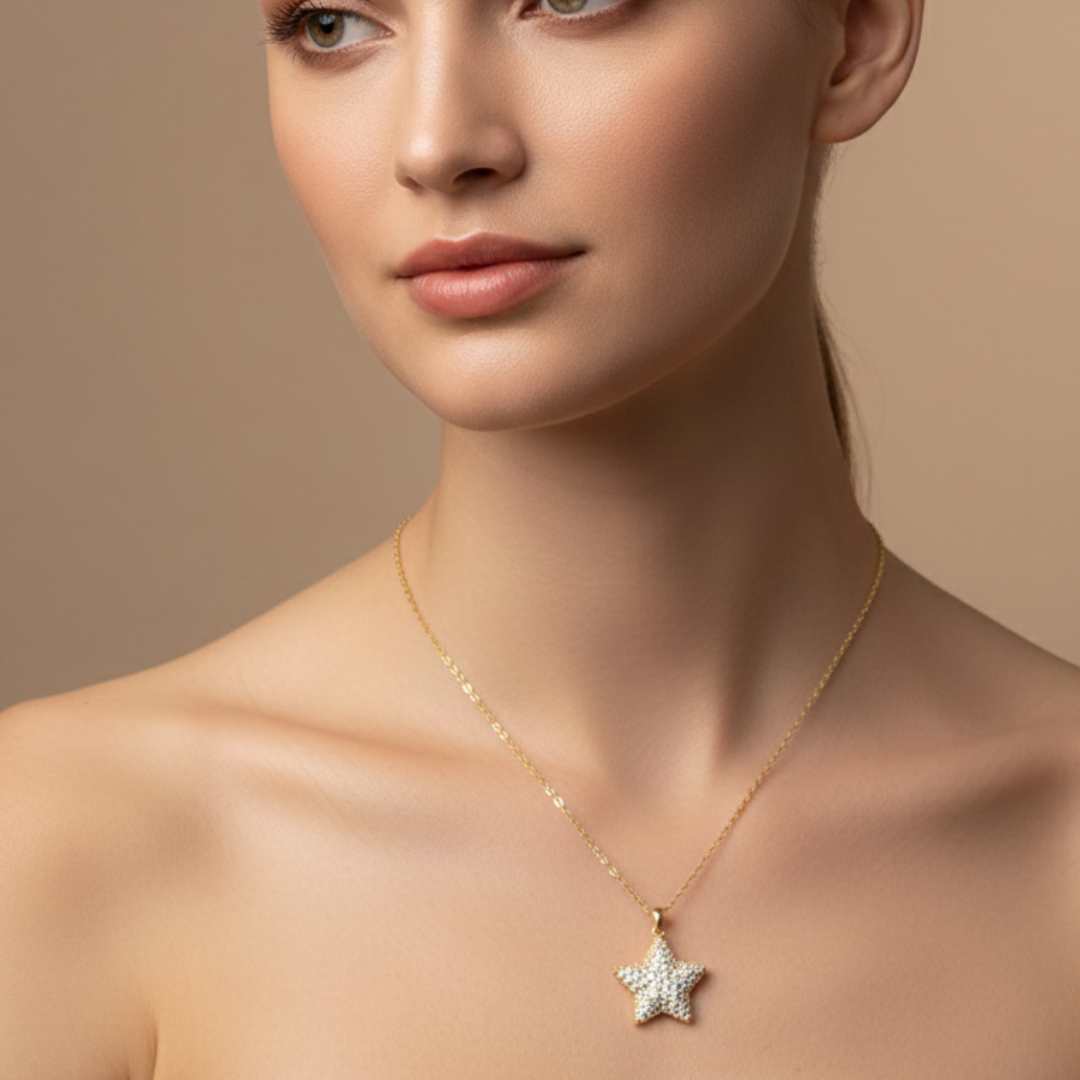 Gold Fish Star Pendant Necklace