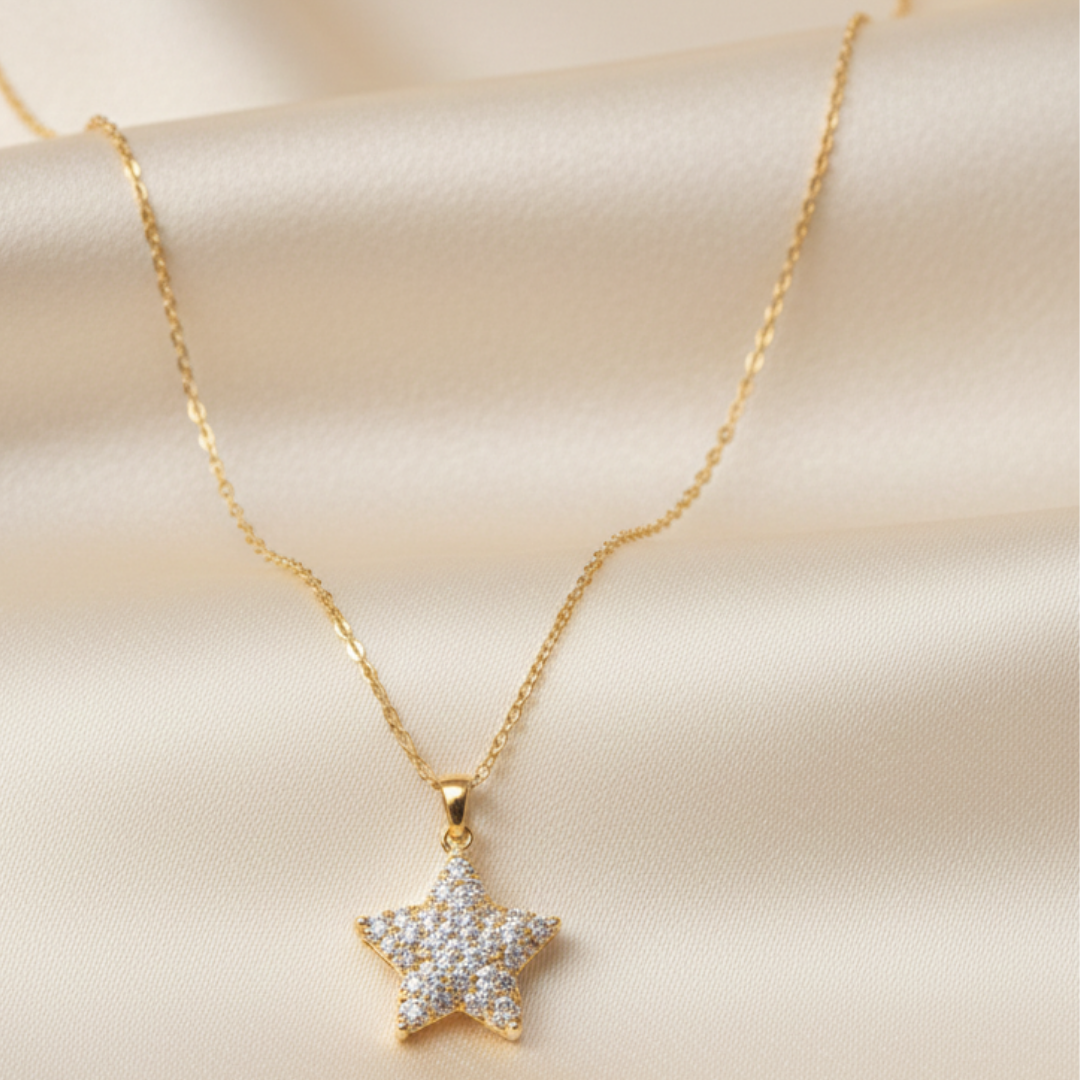 Gold Fish Star Pendant Necklace