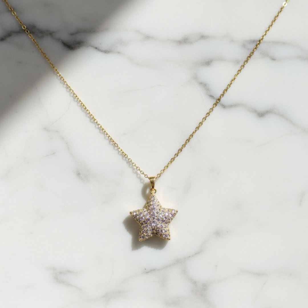 Gold Fish Star Pendant Necklace
