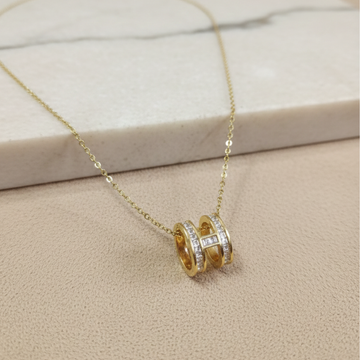 Minimal Gold 3D H Necklace with Zircon Stones