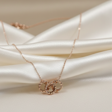 Rose Gold Triple Ring Pendant Chain