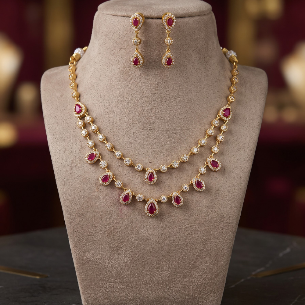 Ruby & Diamond Layered necklace
