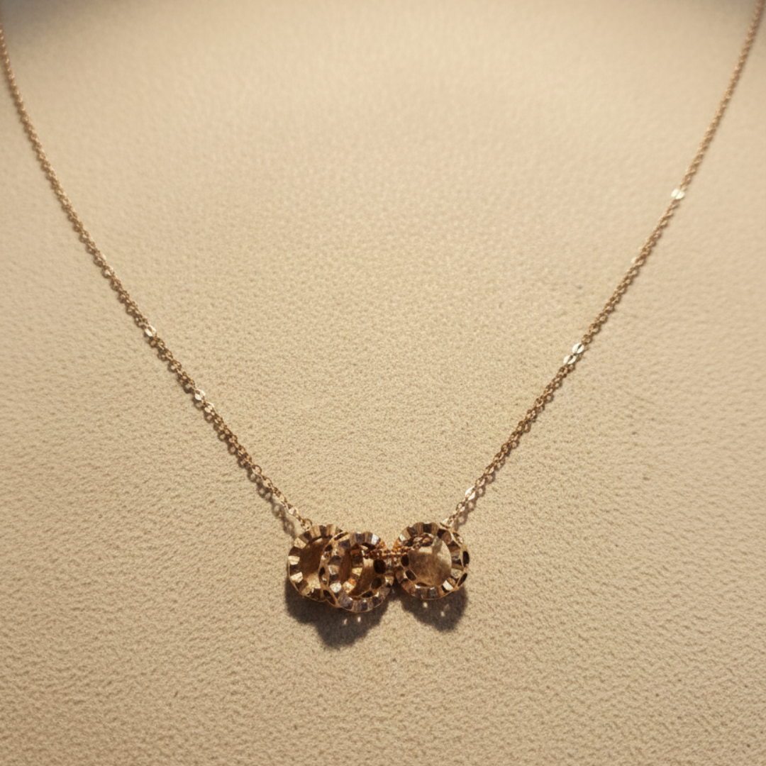 Rose Gold Triple Ring Pendant Chain