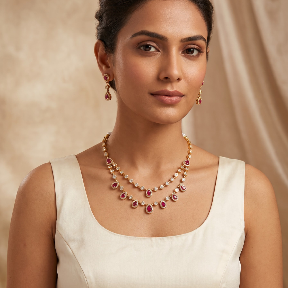 Ruby & Diamond Layered necklace