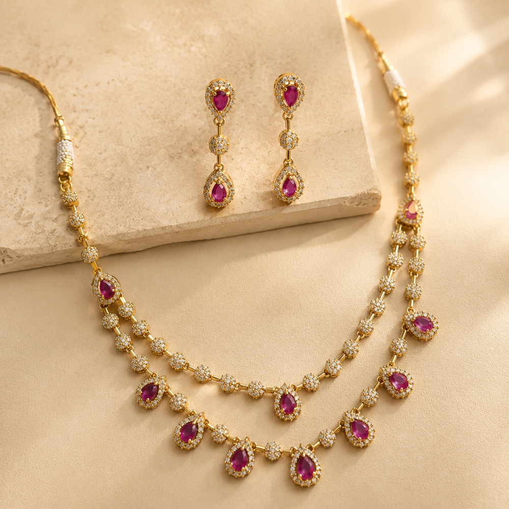 Ruby & Diamond Layered necklace