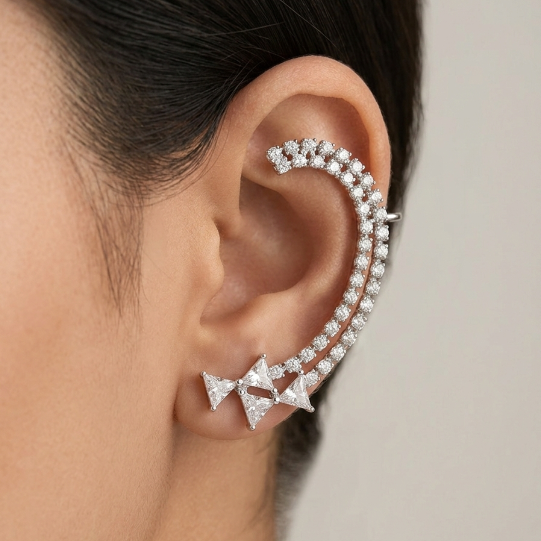 Minimal Silver Bow Ear Cuff – One Ear