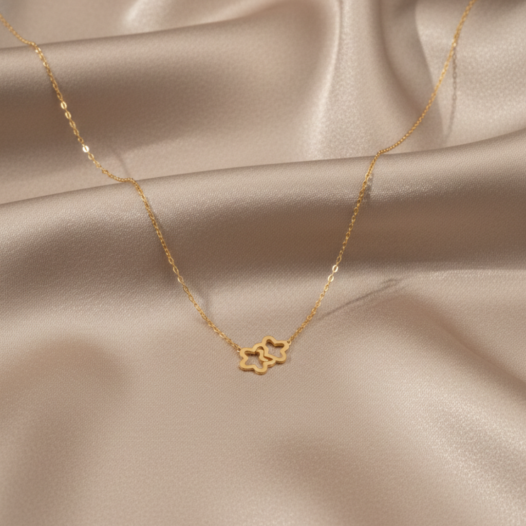 Minimal Gold Double Flower Chain