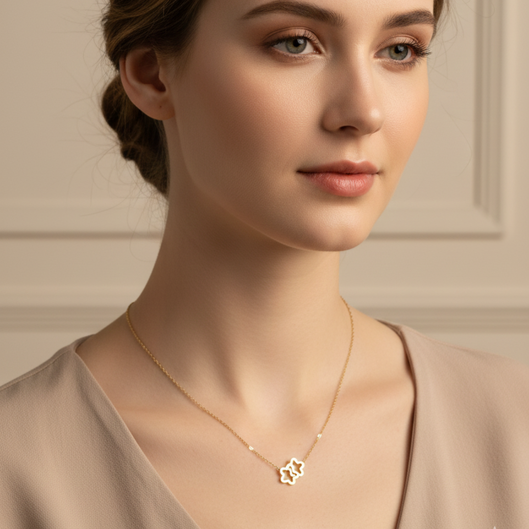 Minimal Gold Double Flower Chain