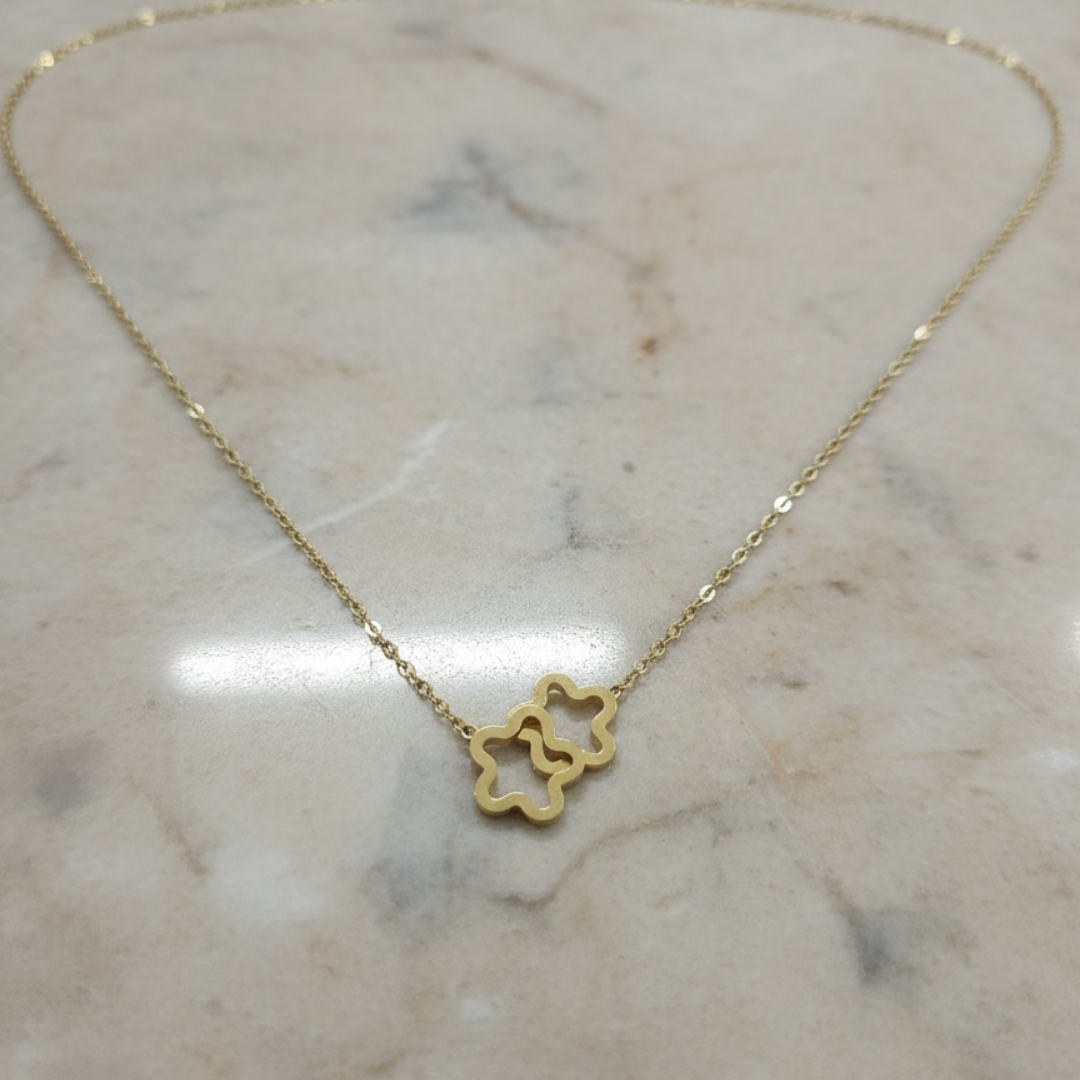 Minimal Gold Double Flower Chain