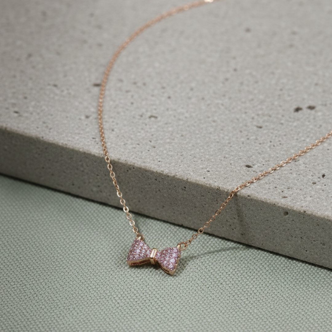 Rose Gold Bow Pendant Chain