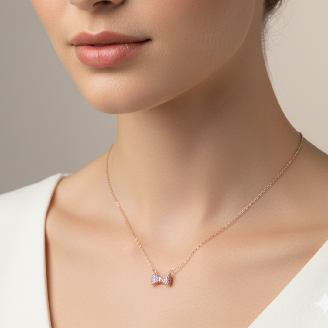 Rose Gold Bow Pendant Chain
