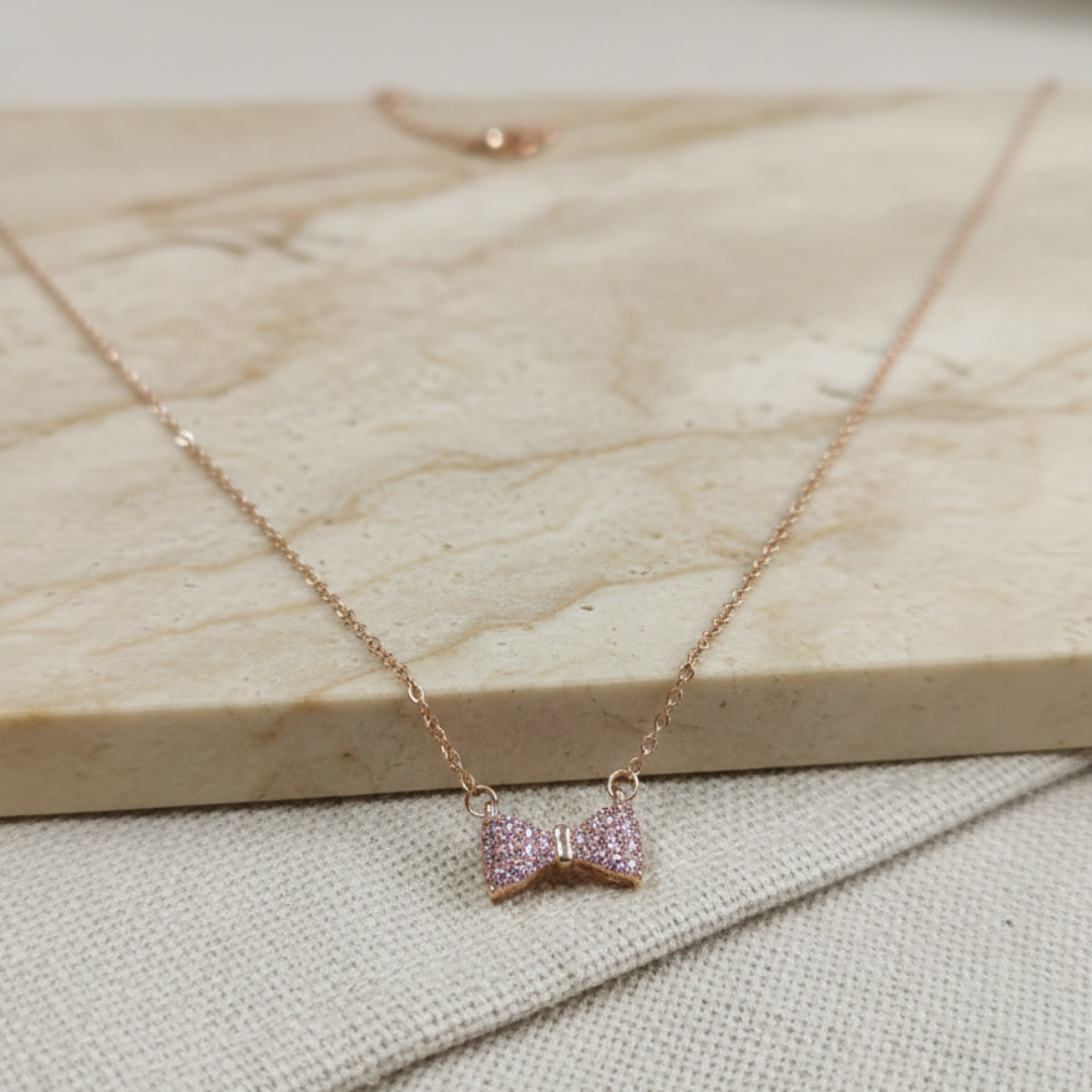 Rose Gold Bow Pendant Chain