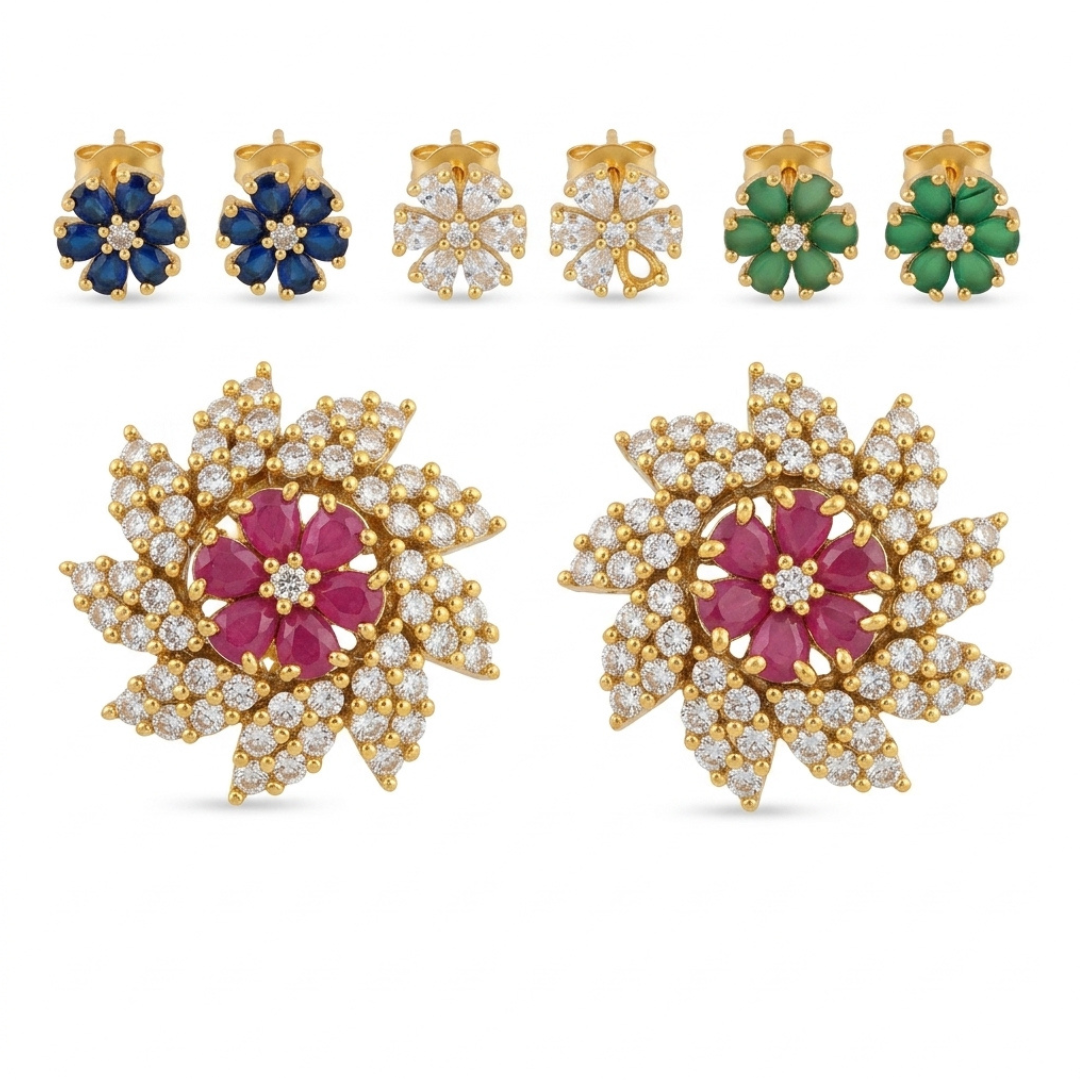 Luxury 4-in-1 Flower AD Stud Earrings