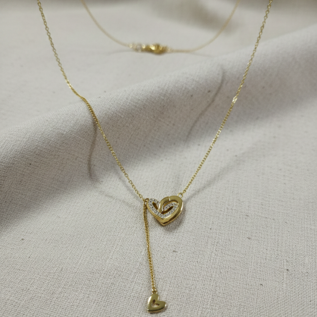 Gold Layered Heart Drop Chain – Stainless Steel