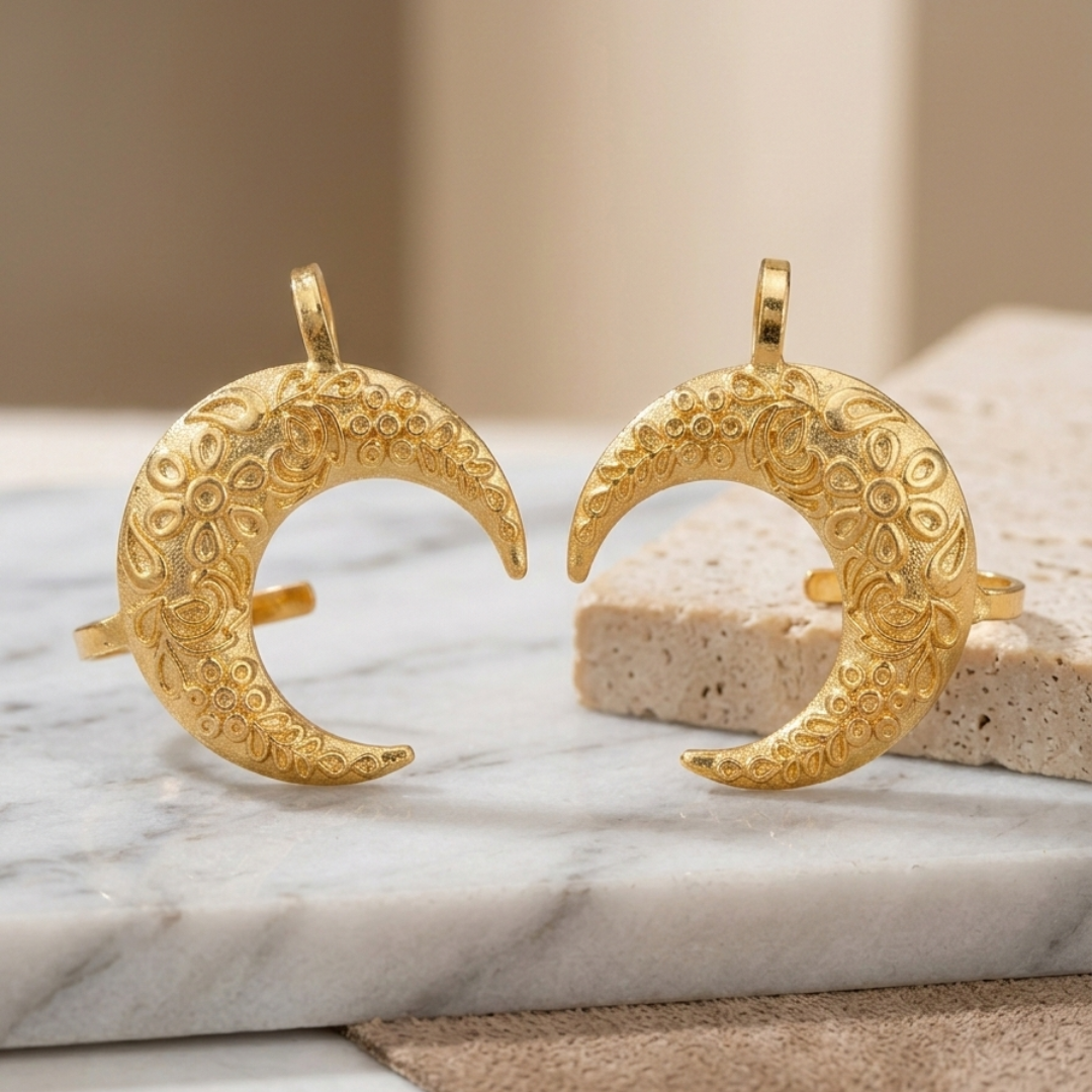 Brass Gold Crescent Moon Ear Cuff – Pair