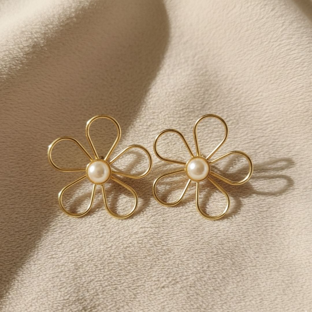 Blooming Pearl Petal Earrings