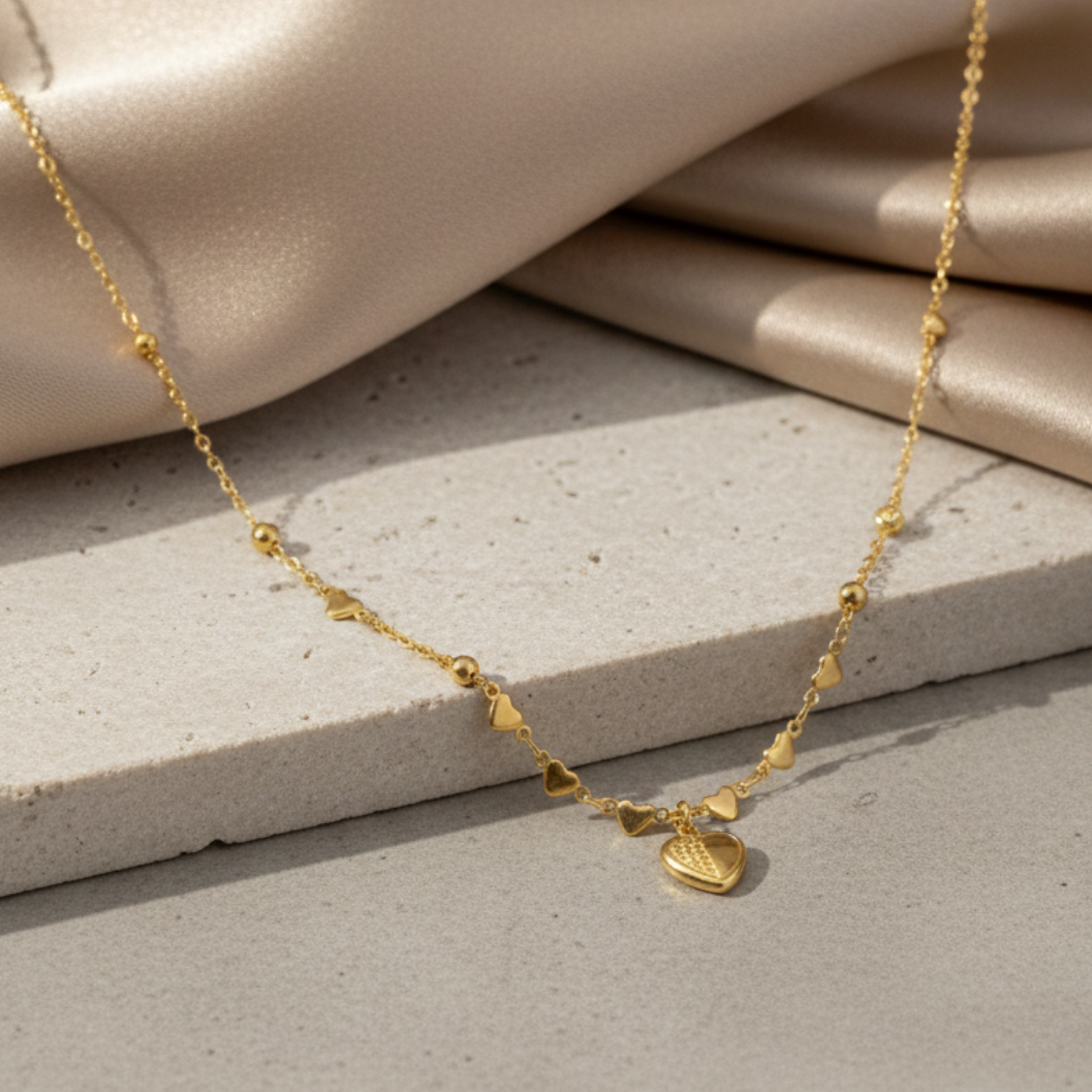Gold Mini Heart Charm Chain – Stainless Steel