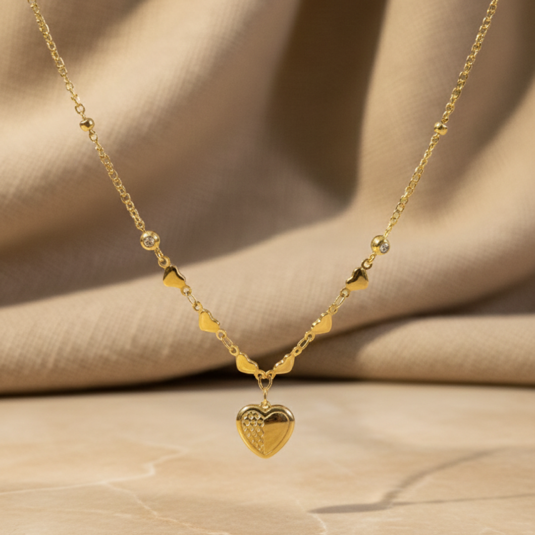 Gold Mini Heart Charm Chain – Stainless Steel