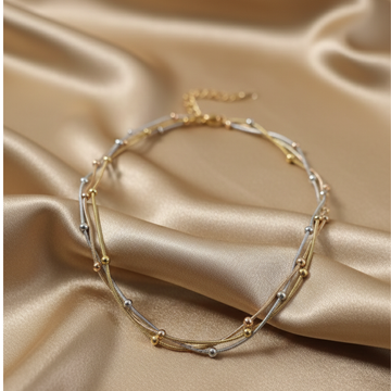 Multi Layer Gold Beaded Chain Necklace
