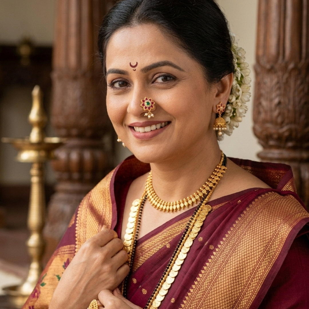 Floral Kundan Pearl Nose Pin