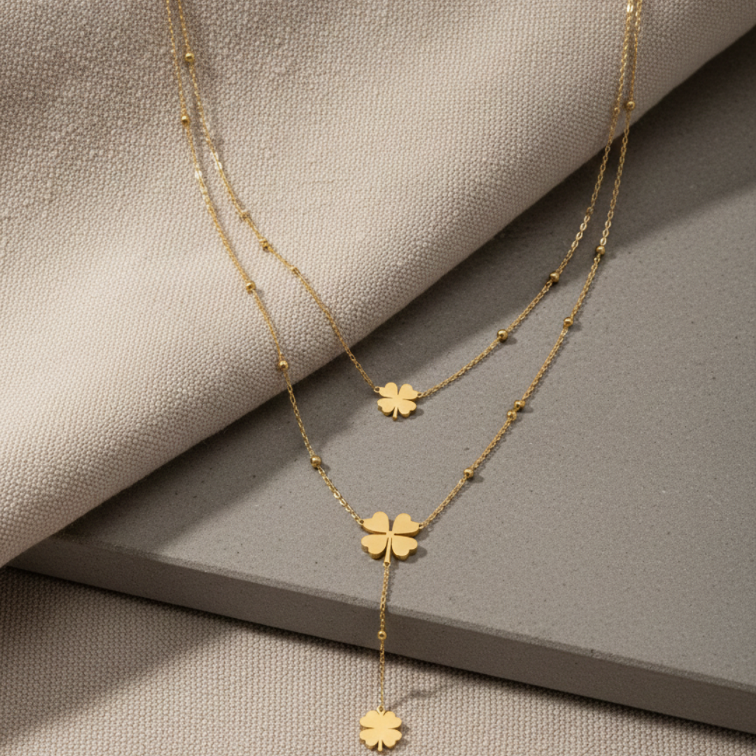 Gold Clover Layered Pendant chain – Stainless Steel