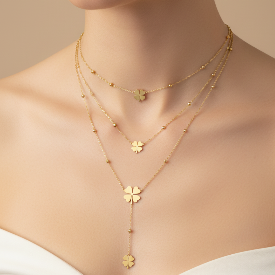 Gold Clover Layered Pendant chain – Stainless Steel