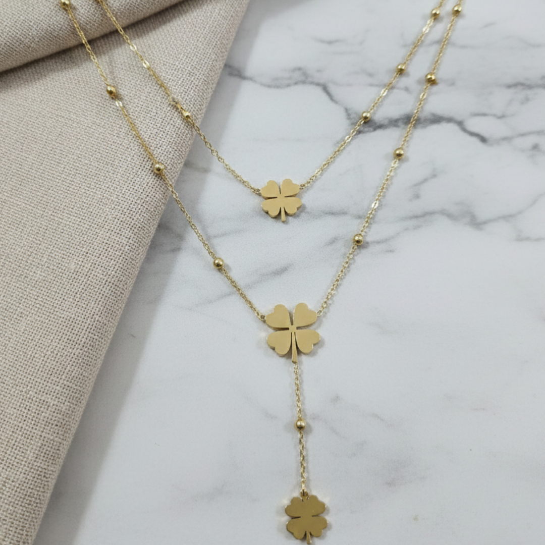Gold Clover Layered Pendant chain – Stainless Steel