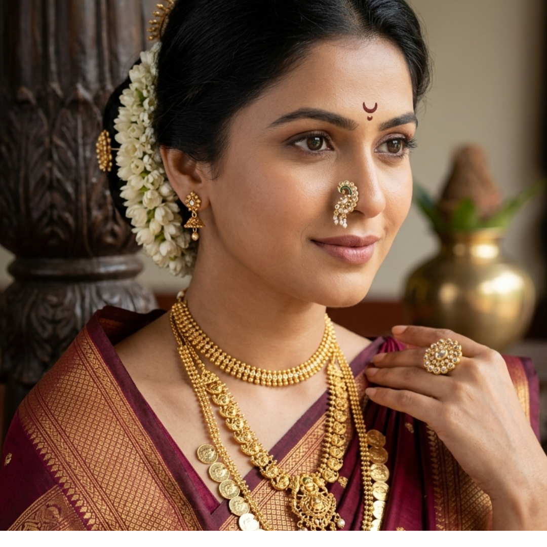 Peacock Kundan Pearl Statement Nose Pin