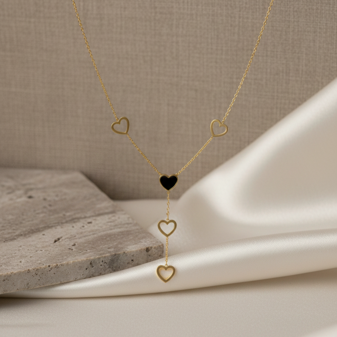 Gold Heart Drop Pendant Chain – Stainless Steel