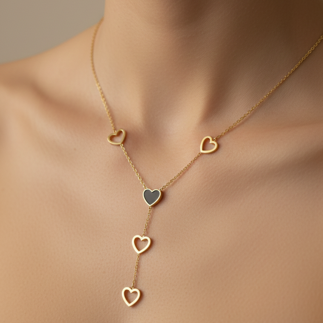 Gold Heart Drop Pendant Chain – Stainless Steel