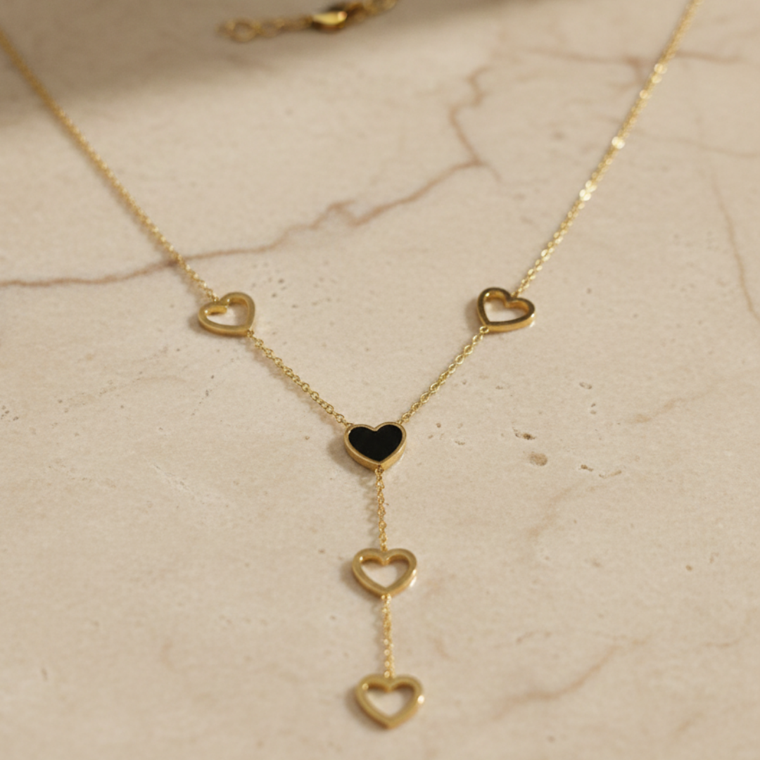 Gold Heart Drop Pendant Chain – Stainless Steel
