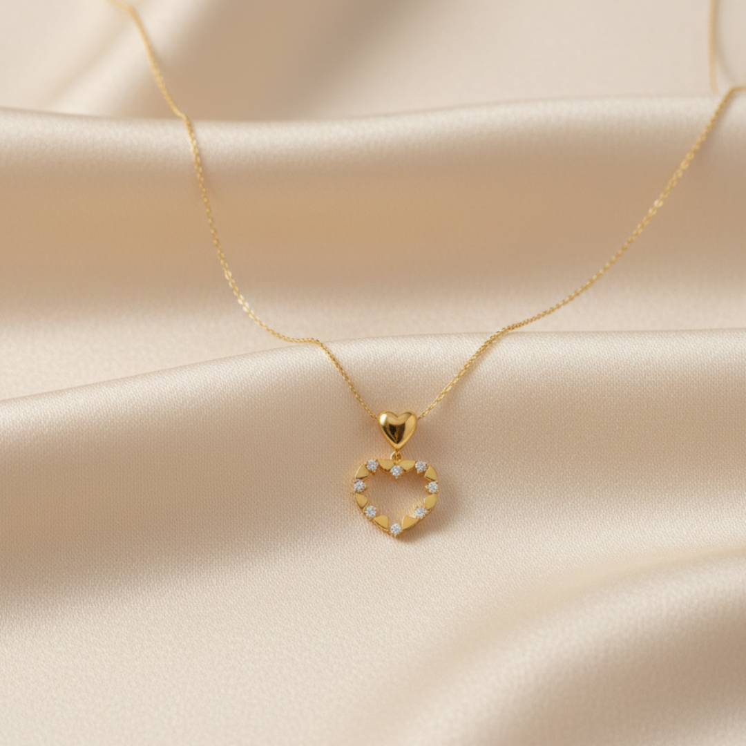 Gold Double Heart Pendant Chain – Stainless Steel
