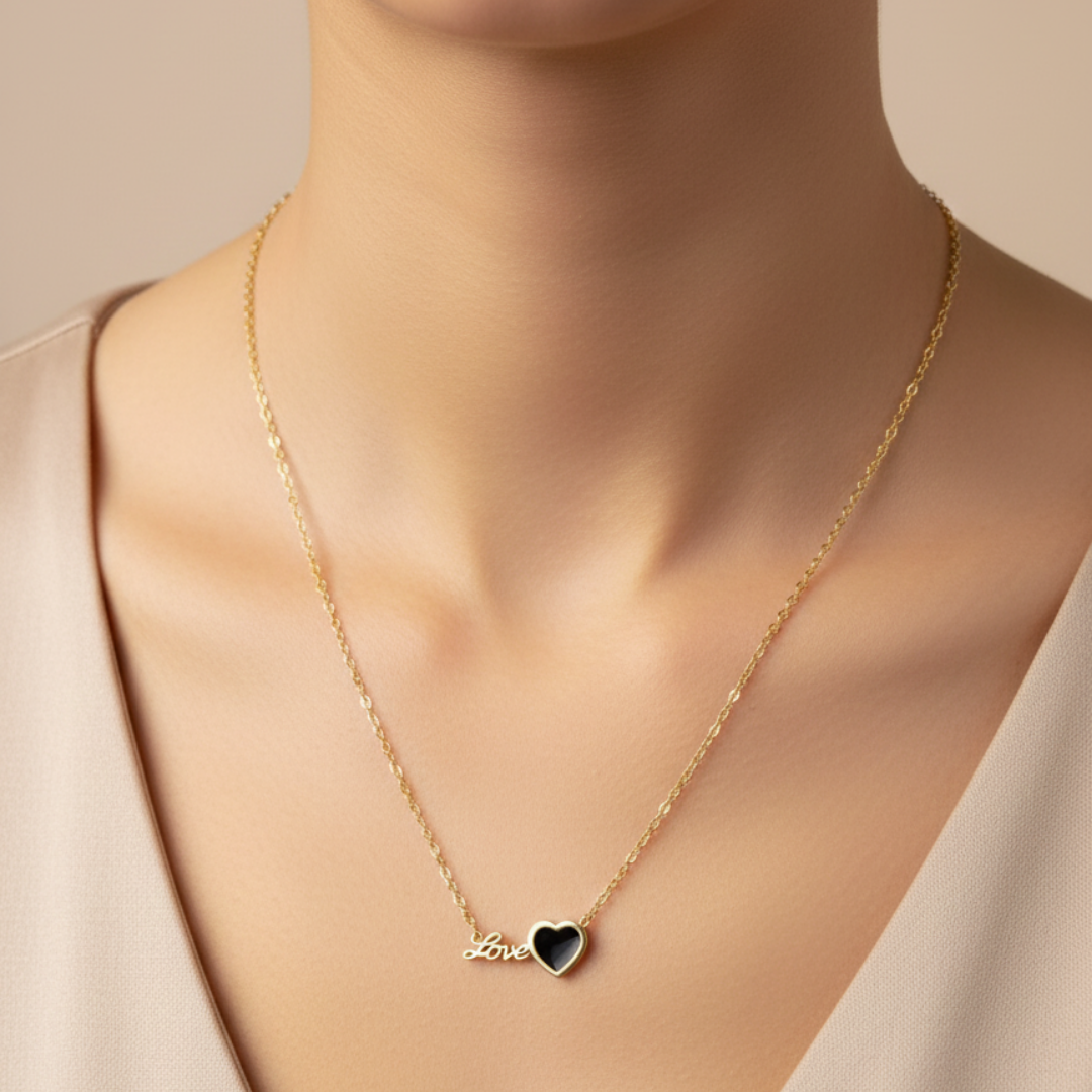 Gold Love Heart Pendant Necklace
