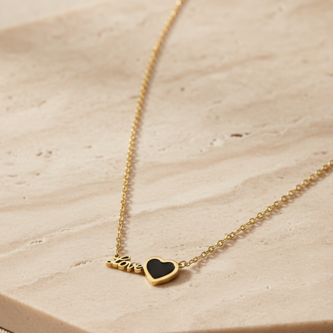 Gold Love Heart Pendant Necklace