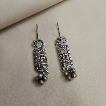Oxidised Tribal Bird Earrings