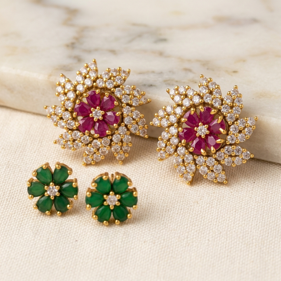 Luxury 4-in-1 Flower AD Stud Earrings