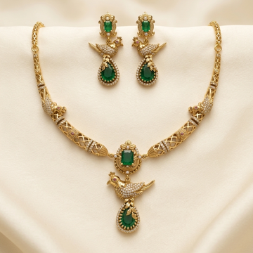 Peacock Emerald Stone Necklace Set
