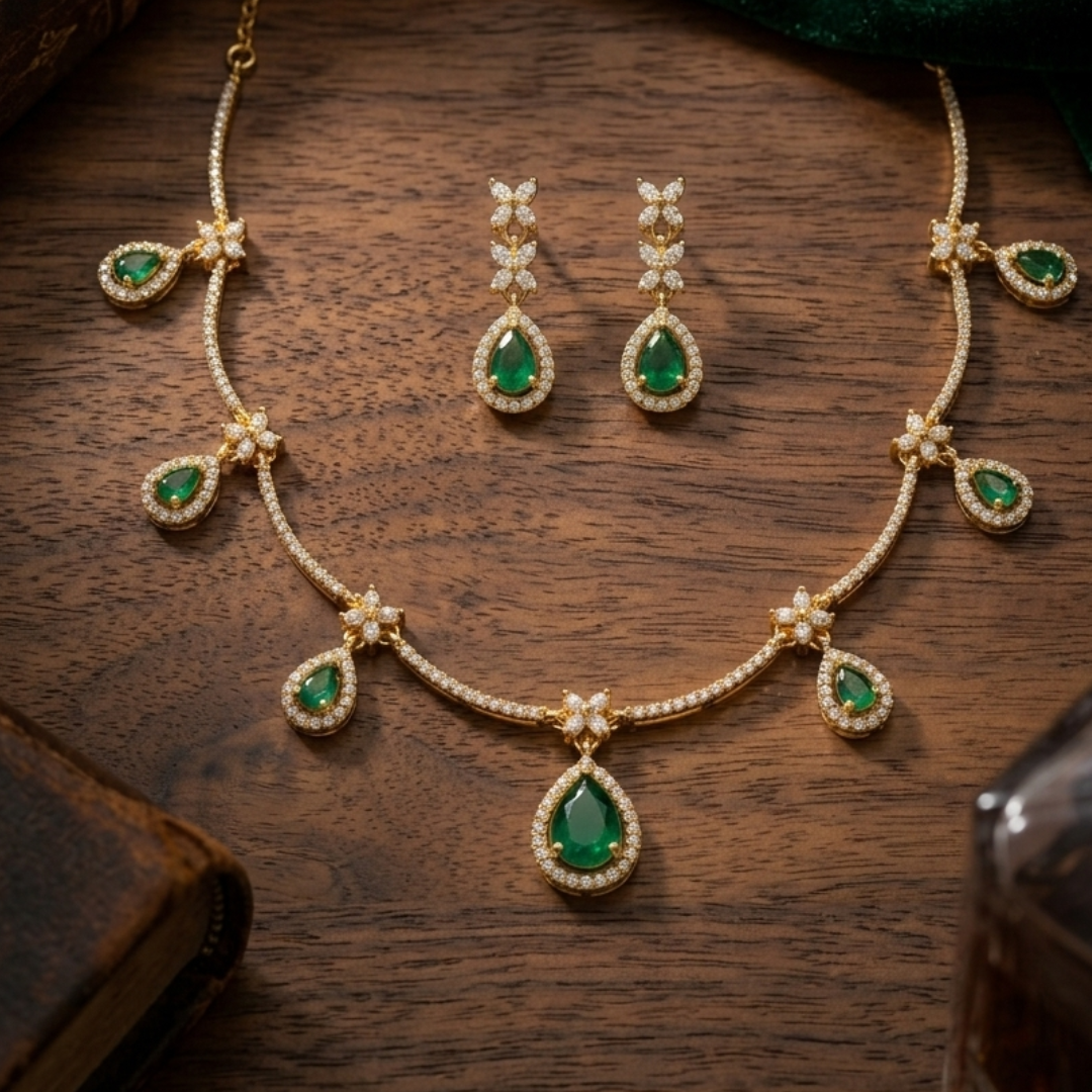 Emerald Drop Luxe Necklace Set