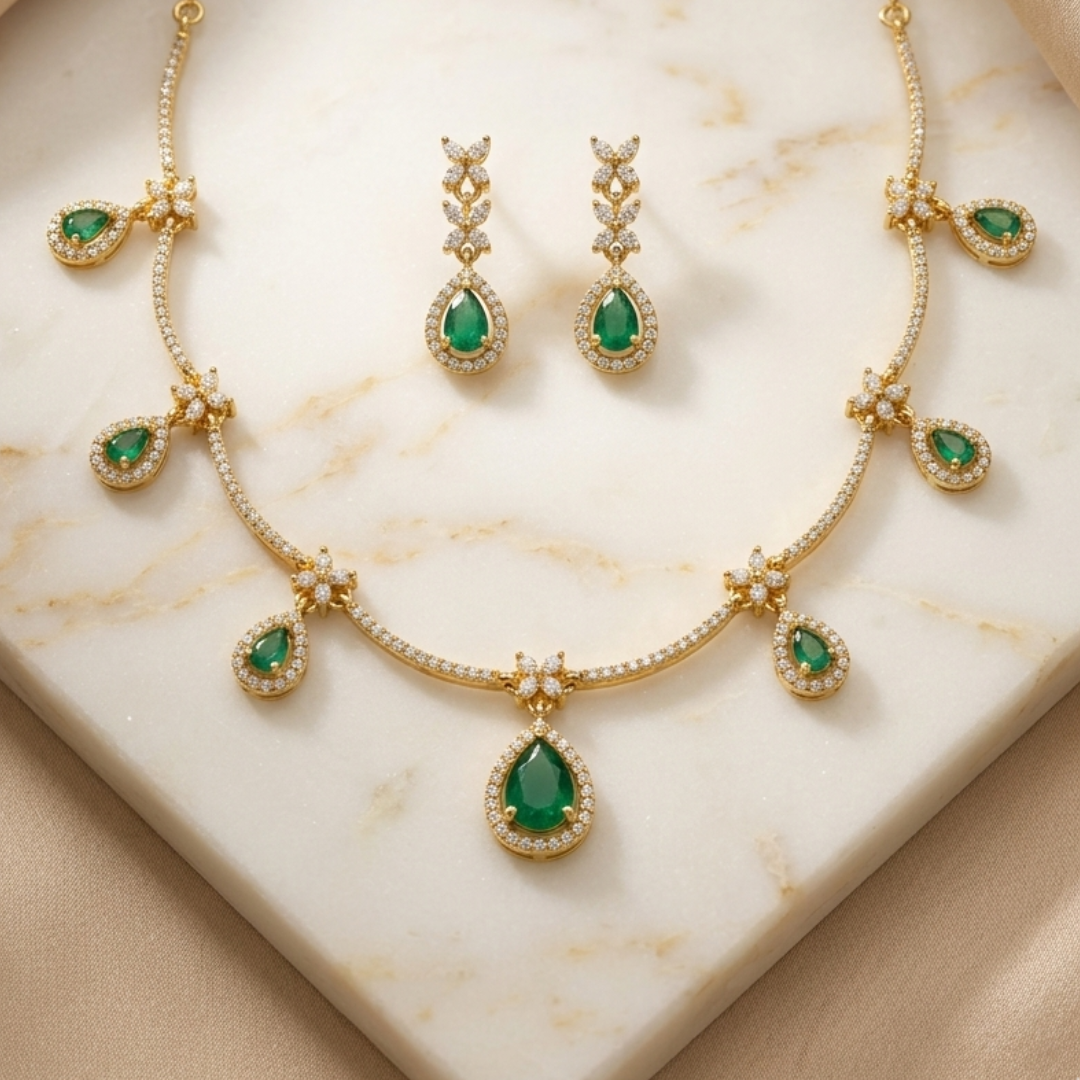 Emerald Drop Luxe Necklace Set