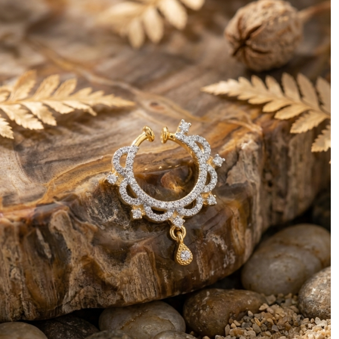 Gold AD stone Nose Pin