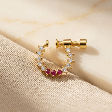 Ruby Diamond Curve Nose Pin