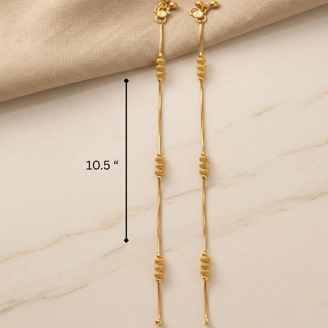 Golden Beaded Minimal Anklet Pair