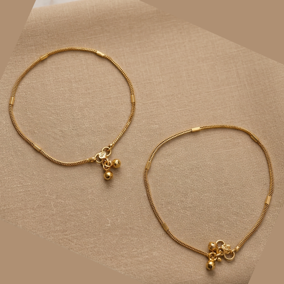 Gold Micro Plated Bar Chain Anklet