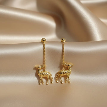 Golden Deer Drop Brass Earrings
