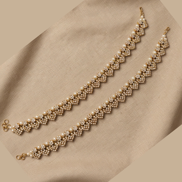 Golden Kundan Pearl Bridal Anklet (Payal)