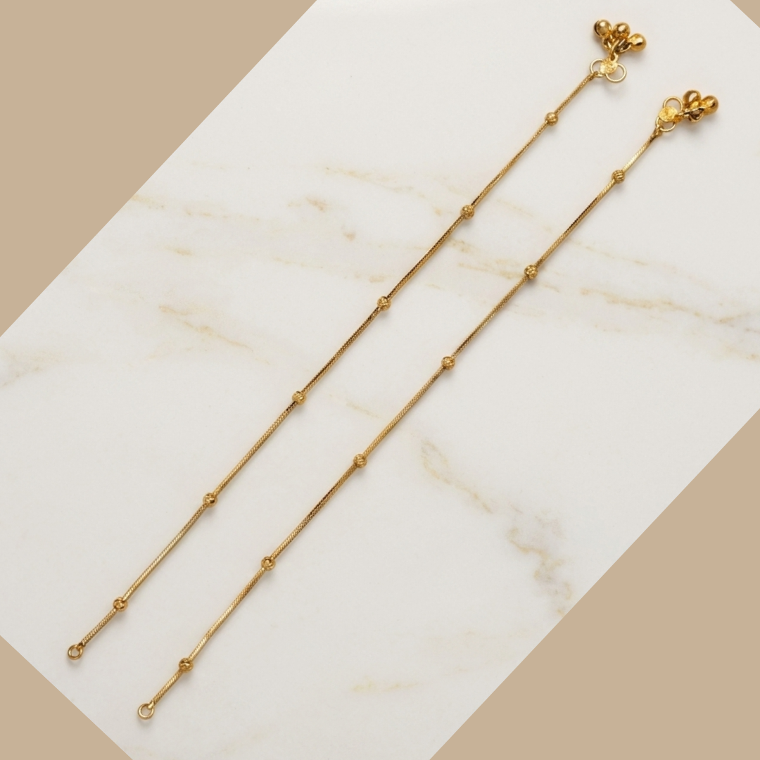 Minimal Gold Beaded Anklet for Women